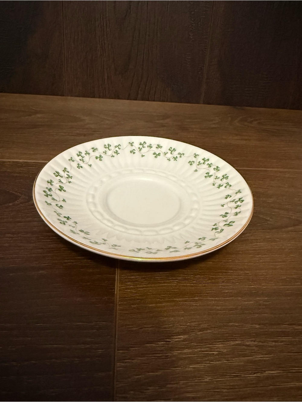 Vintage Royal Tara Trellis Shamrock Saucer Bone China Ireland 5.5”